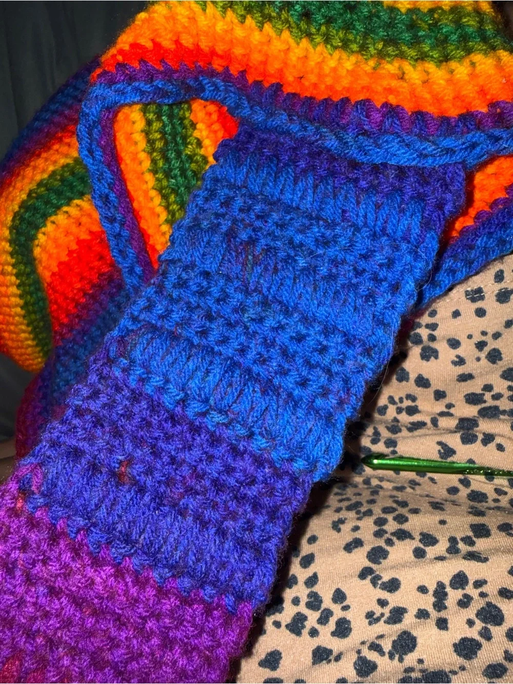 Handmade Rainbow Crochet Shoulder Bag - Bright Multicolor (Handmade by me)